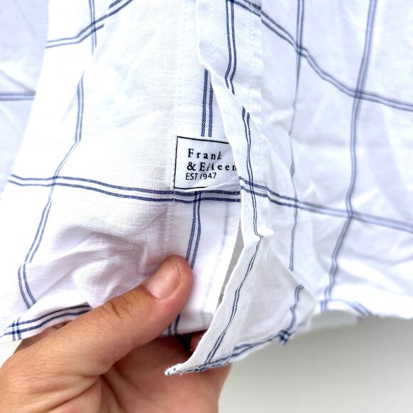 Frank & Eileen Eileen Button-Up Chambray Blue White Windowpane Top Cotton Small - Picture 5 of 7